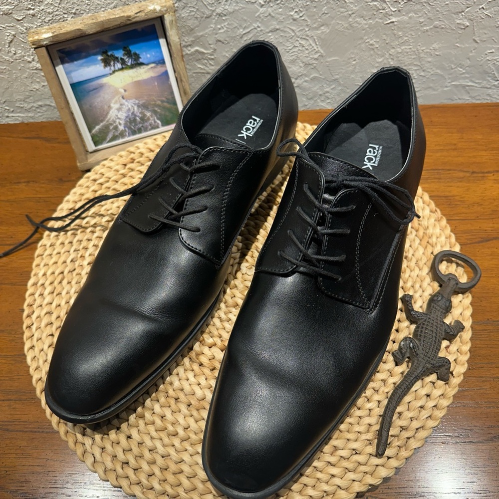Nordstrom Rack "Gavin" Plain Toe Derby shoes  Black Leather & Lace Sz 13
